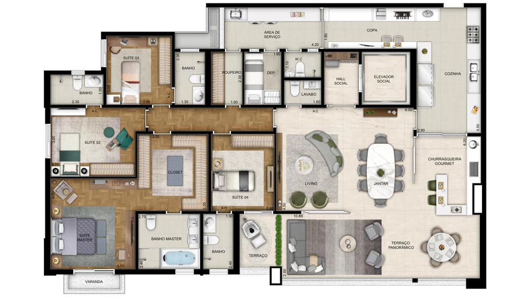 211m² - Sunrise - 4 Suítes