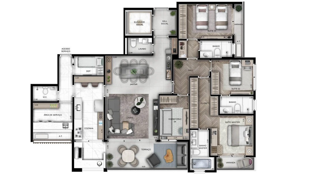 162m² - 3 Suítes - 4 Dormitórios